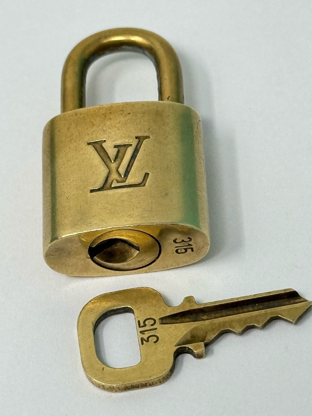 Authentic Louis Vuitton Gold Lock & Key Brass Number 315